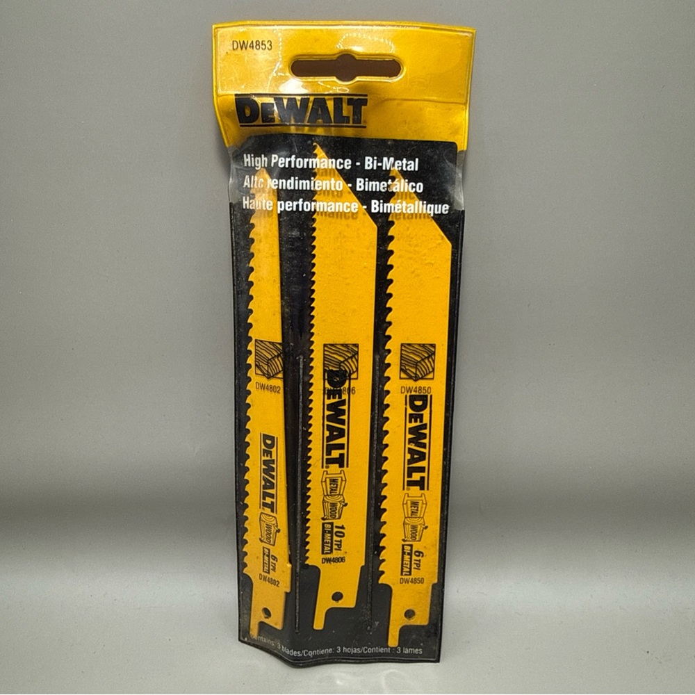 DEWALT Reciprocating Saw Blades Metal/Wood Cutting Set 3-Piece DW4853 NOS USA